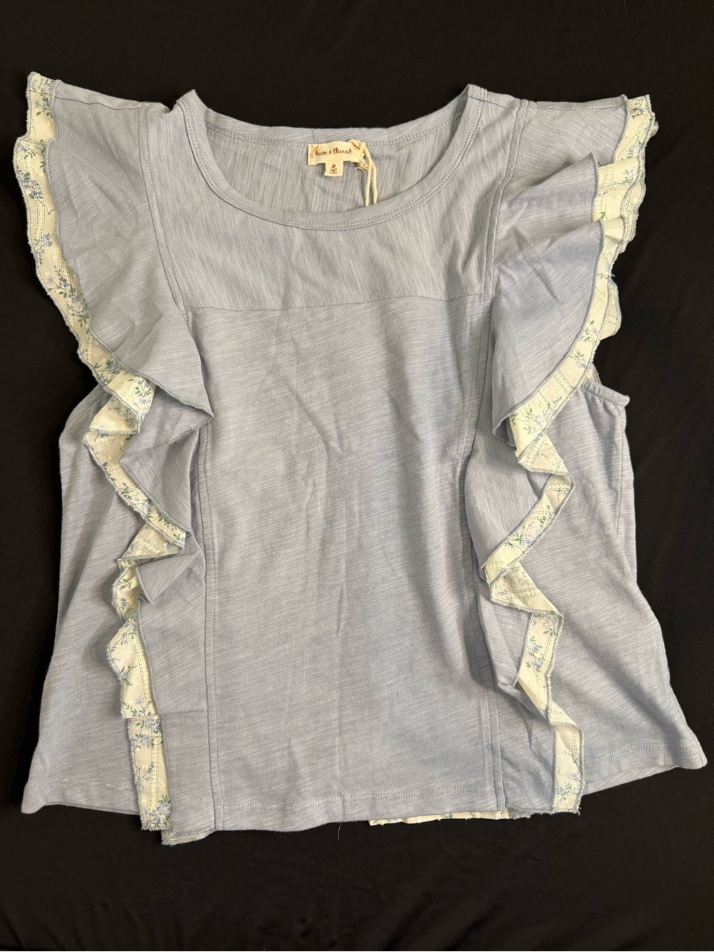 Hem & Thread Light Blue Ruffle Sleeveless Top - beachlunchlounge